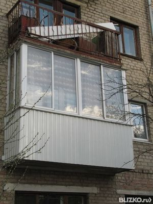 Остекление п-образное балкона 2,4х1,6х0,8 provedal с выносом.