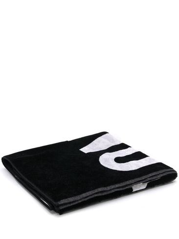 Moschino пляжное полотенце с логотипом, черный
