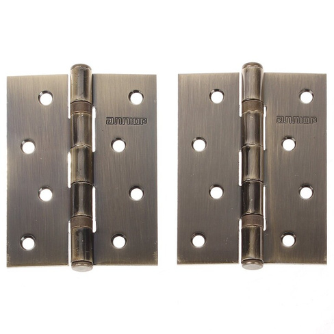 Петля врезная для деревянных дверей, Аллюр, 100х70х2 мм, универсальная, 2BB-FHP AB, 13700/6677, 2 шт, 2 подшипника, коро