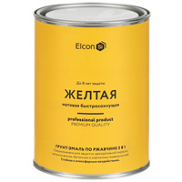 Грунт-эмаль Elcon, 3в1 матовая, по ржавчине, смоляная, желтая, RAL 1023, 0.8 кг