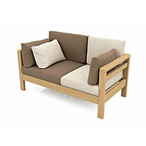 Садовый диван Soft Element Бонни двухместный, коричневый, массив дерева, велюр, с подушками, на террасу, на веранду, для
