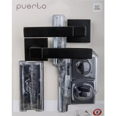 Дверные ручки Puerto SET 521-03 2070PL 2S, без запирания, цвет черный PUERTO SET 521-03 2070PL 2S Black