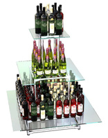 Хромированный остров с квадратными прозрачными полками для продажи алкоголя №2