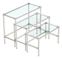 Пристенные хромированные демо-столы со стеклянной поверхностью для фуд-корта ФК-D44-02
