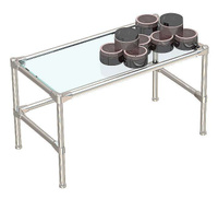 Хромированный маленький демо-стол со стеклянной полкой 6 мм для продажи косметики серии COSMETIC ХДС-ПС6-D-41