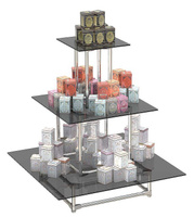 Пирамида на хромированном каркасе с квадратными тонированными полками для продажи чая и кофе ПХК-ЧК-03