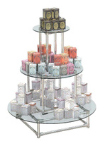 Пирамида на хромированном каркасе с круглыми прозрачными полками для продажи чая и кофе ПХК-ЧК-05