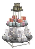 Пирамида на хромированном каркасе с круглыми тонированными полками для продажи чая и кофе ПХК-ЧК-06
