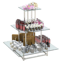 Островная хромированная пирамида с квадратными стеклянными полками для продажи парфюмерии серии PERFUME №2