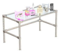 Хромированный небольшой демо-стол со стеклянной крышкой 8 мм для продажи парфюмерии серии PERFUME ХДС-PER-D41-02