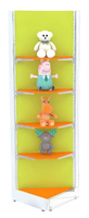 Разноцветный угловой стеллаж с корзинами для продажи детской одежды KIDS-ДО-СТК-4