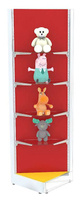 Разноцветный угловой стеллаж со стеклянными полками для магазина игрушек KIDS-СТ-ПР-7