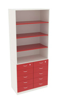 Шкаф для аптек с 10-ю ящиками и тремя полками ДСП серии RED №6-А
