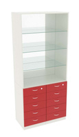 Шкаф для аптек с 10-ю ящиками полками стекло и зеркалом серии RED №6-1-СЗ