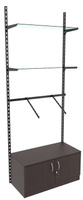 Настенная система с накопителем кронштейнами и прозрачными полками для одежды ЛОФТ №4 (900мм), Дуб Венге