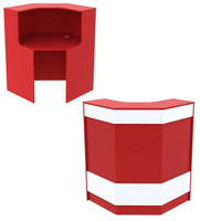 Ресепшен красного цвета угловой серии RED с фасадными панелями №3