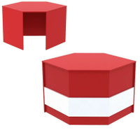 Ресепшен - стол красного цвета угловой серии RED с фасадными панелями №10