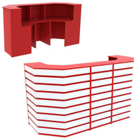 Ресепшен красного цвета со скошенными углами серии RED и фасадными декорами №6