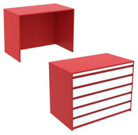 Ресепшен - стол красного цвета широкий серии RED с фасадными декорами №8