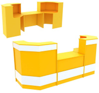 Ресепшен желтого цвета со столом выдачи серии СОЛНЕЧНЫЙ СВЕТ и фасадными панелями №7