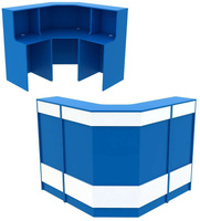 Ресепшен синего цвета Г-образный серии ДЕЛФТ с фасадными панелями №4
