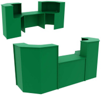 Ресепшен зеленого цвета со столом выдачи серии ИЗУМРУД №7