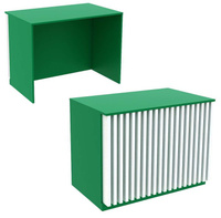 Ресепшен - стол зеленого цвета широкий с планками серии ИЗУМРУД - ВЕРТИКАЛЬ №8