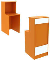Ресепшен оранжевого цвета узкий серии АПЕЛЬСИН с фасадными панелями №2
