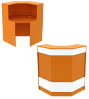 Ресепшен оранжевого цвета угловой серии АПЕЛЬСИН с фасадными панелями №3
