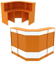 Ресепшен оранжевого цвета Г-образный серии АПЕЛЬСИН с фасадными панелями №4