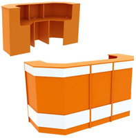 Ресепшен оранжевого цвета со скошенными углами серии АПЕЛЬСИН с фасадными панелями №6