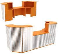 Ресепшен оранжевого цвета со столом выдачи и планками серии АПЕЛЬСИН - ВЕРТИКАЛЬ №7