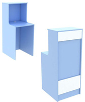 Ресепшен голубого цвета узкий серии ГОЛУБОЙ ГОРИЗОНТ с фасадными панелями №2