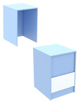 Ресепшен - стол голубого цвета узкий серии ГОЛУБОЙ ГОРИЗОНТ с фасадными панелями №9