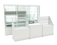 Комплект стеклянных витрин ИС-32 и прилавков ЭК-7, Белый