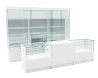 Комплект стеклянных витрин ИС-03 и прилавков ЭК-3, Белый
