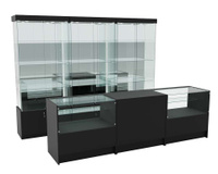Комплект стеклянных витрин ИС-03 и прилавков ЭК-3, Черный