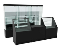 Комплект стеклянных витрин ИС-03 и прилавков ЭК-7, Черный