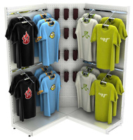Торговая пристенная угловая система серии METAL для одежды с пристенными поручнями с задней стенкой №4