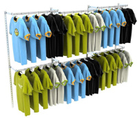 Настенная система для торговли одеждой METAL без задней стенки шириной 3000 мм с П-образными поручнями №1
