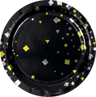 Одноразовая посуда Веселая Затея набор тарелок Тарелка одноразовая Конфетти Party бумажная черная с рисунком 170 мм 6 шт