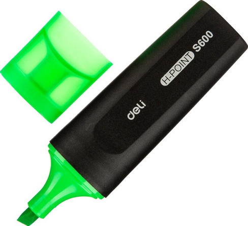 Маркер Deli Текстовыделитель Highlighter зеленый (толщина линии 1-5 мм)