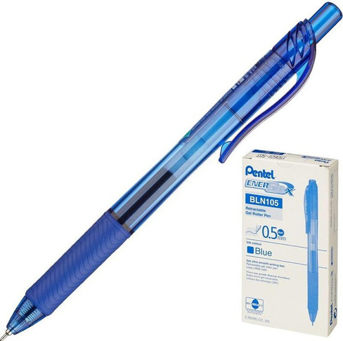Ручка Pentel Ручка гелевая автоматическая с грипом Energel-X, СИНЯЯ, 0,5мм, линия 0,25мм,BLN105-C