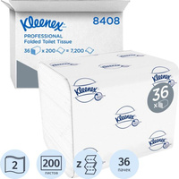 Туалетная бумага Kleenex Kimberly Clark Туалетная бумага листовая Kimberly-Clark 2-слойная 36 пачек по 200 листов