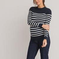 Пуловер для периода беременности с круглым вырезом из тонкого трикотажа M синий