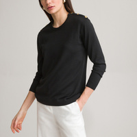 Пуловер с круглым вырезом из тонкого трикотажа шерсть мериноса 50/52 (FR) - 56/58 (RUS) черный