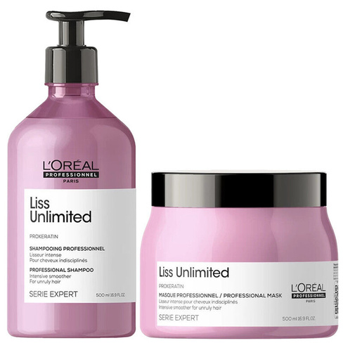 Набор для разглаживания волос: шампунь L'Oréal Professionnel Liss Unlimited, 500 мл