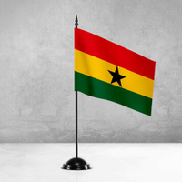 Настольный флаг Ганы на пластиковой черной подставке MEGA-ART