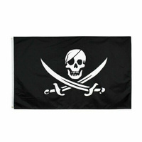 Флаг пиратского корабля с черепом веселый Роджер 150 х 90 см Нет бренда