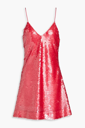Платье мини из тюля с пайетками BALMAIN, розовый